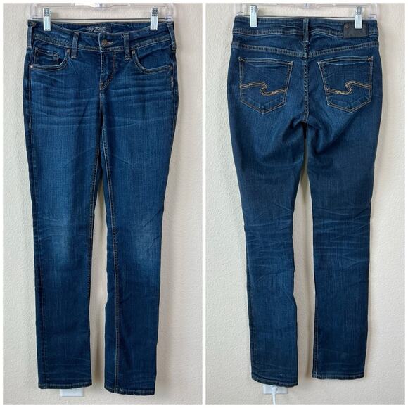 Silver Jeans AIKO Mid-Rise Straight Leg Wiskers Jeans Sz W25/L32 - Picture 1 of 13